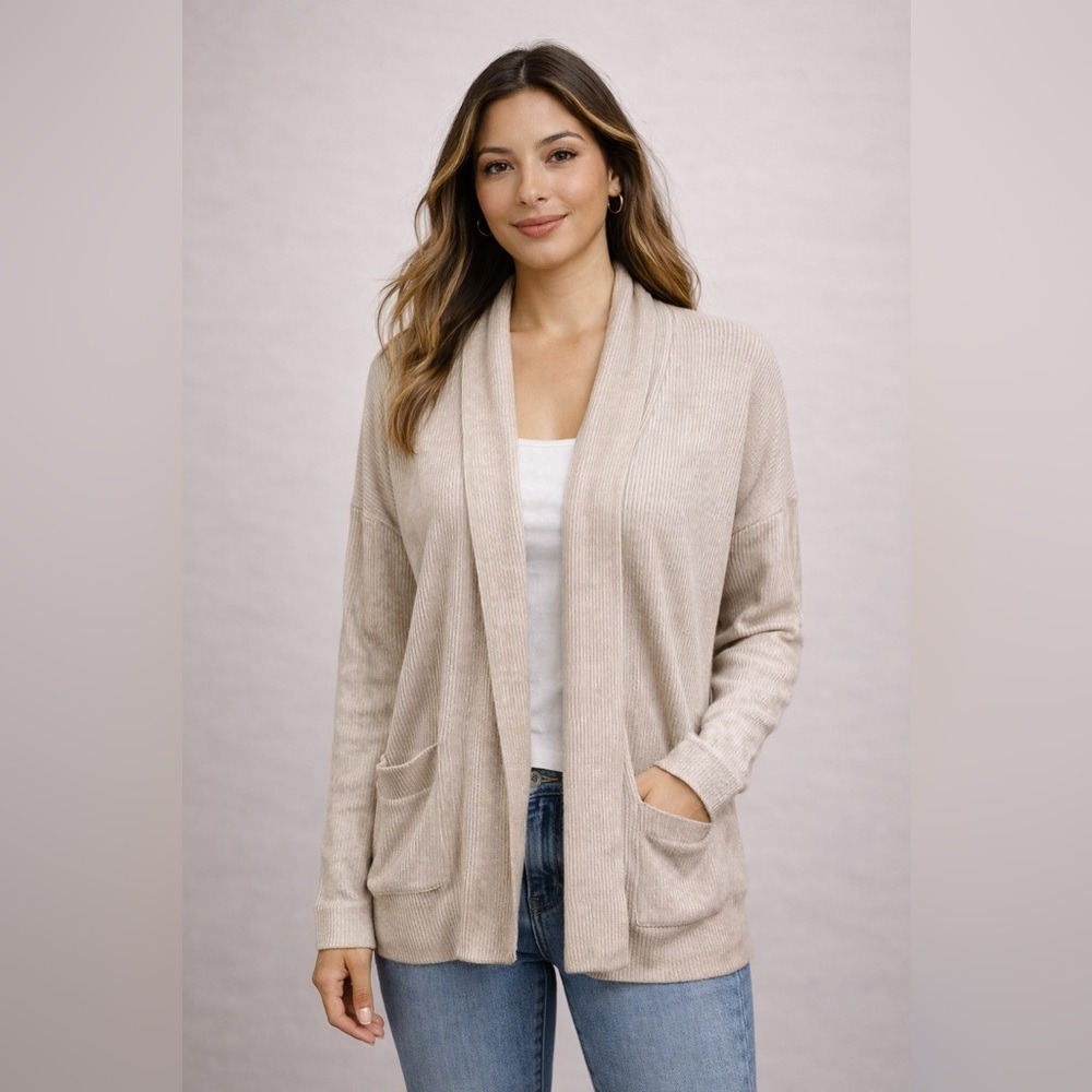 Abercrombie & Fitch Cardigan Womens Small Beige Long Sleeve Open Front